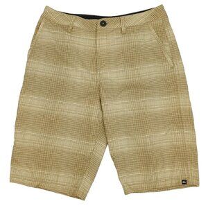 Quiksilver Tan & White Printed Hybrid Bermuda Shorts Men's 30 Mid Rise Summer
